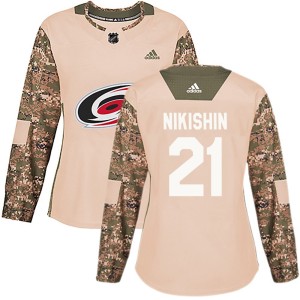 Alexander Nikishin Women's Adidas Carolina Hurricanes Authentic Camo Veterans Day Practice Jersey