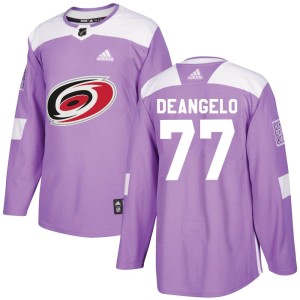 Tony DeAngelo Men's Adidas Carolina Hurricanes Authentic Purple Fights Cancer Practice Jersey
