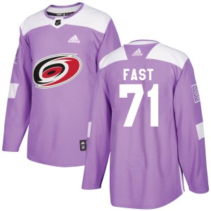 Jesper Fast Men's Adidas Carolina Hurricanes Authentic Purple Fights Cancer Practice Jersey