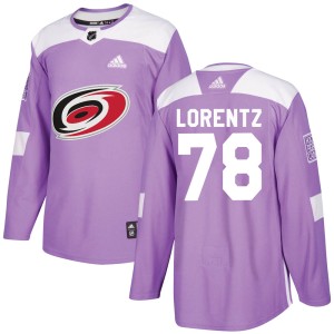Steven Lorentz Men's Adidas Carolina Hurricanes Authentic Purple ized Fights Cancer Practice Jersey
