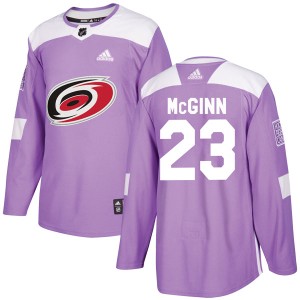 Brock Mcginn Men's Adidas Carolina Hurricanes Authentic Purple Brock McGinn Fights Cancer Practice Jersey