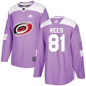 Jamieson Rees Men's Adidas Carolina Hurricanes Authentic Purple Fights Cancer Practice Jersey