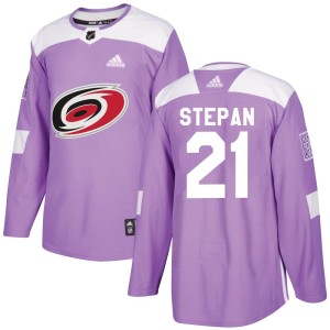 Derek Stepan Men's Adidas Carolina Hurricanes Authentic Purple Fights Cancer Practice Jersey