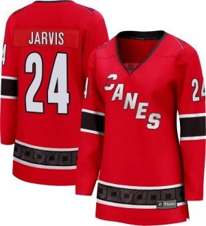 Seth Jarvis Women's Fanatics Branded Carolina Hurricanes Breakaway Red Special Edition 2.0 Jersey