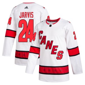 Seth Jarvis Men's Adidas Carolina Hurricanes Authentic White 2020/21 Away Jersey