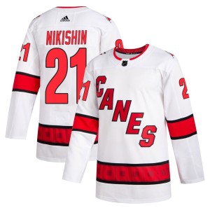 Alexander Nikishin Men's Adidas Carolina Hurricanes Authentic White 2020/21 Away Jersey