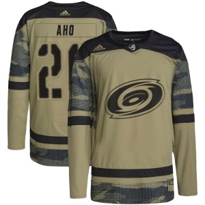 Sebastian Aho Men's Adidas Carolina Hurricanes Authentic Camo Military Appreciation Practice Jersey