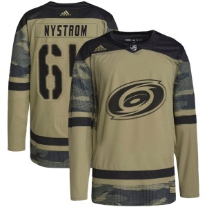 Joel Nystrom Men's Adidas Carolina Hurricanes Authentic Camo Military Appreciation Practice Jersey
