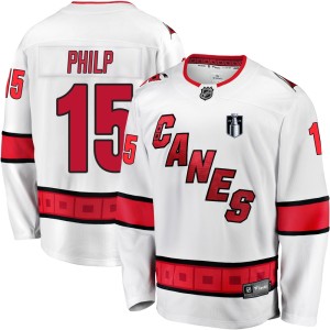 Noah Philp Youth Fanatics Branded Carolina Hurricanes Premier White Breakaway Away 2026 Stanley Cup Final Jersey