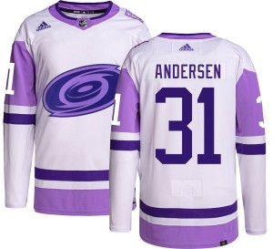 Frederik Andersen Men's Adidas Carolina Hurricanes Authentic Hockey Fights Cancer Jersey