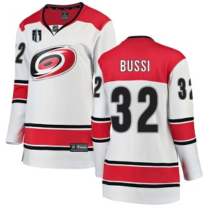 Brandon Bussi Women's Fanatics Branded Carolina Hurricanes Breakaway White Away 2026 Stanley Cup Final Jersey