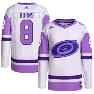 Brent Burns Youth Adidas Carolina Hurricanes Authentic White/Purple Hockey Fights Cancer Primegreen Jersey