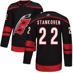 Logan Stankoven Youth Adidas Carolina Hurricanes Authentic Black Alternate Jersey