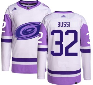 Brandon Bussi Youth Adidas Carolina Hurricanes Authentic Hockey Fights Cancer Jersey