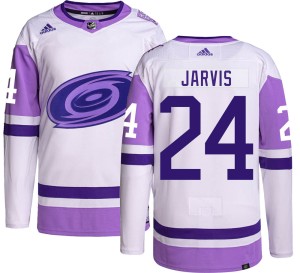 Seth Jarvis Youth Adidas Carolina Hurricanes Authentic Hockey Fights Cancer Jersey