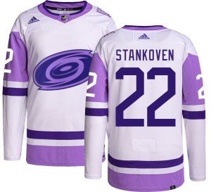 Logan Stankoven Youth Adidas Carolina Hurricanes Authentic Hockey Fights Cancer Jersey