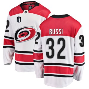 Brandon Bussi Youth Fanatics Branded Carolina Hurricanes Breakaway White Away 2026 Stanley Cup Final Jersey