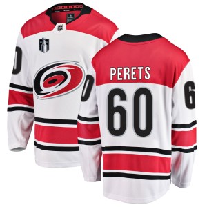 Yaniv Perets Youth Fanatics Branded Carolina Hurricanes Breakaway White Away 2026 Stanley Cup Final Jersey