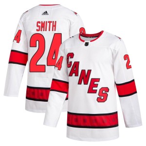 Ty Smith Youth Adidas Carolina Hurricanes Authentic White 2020/21 Away Jersey