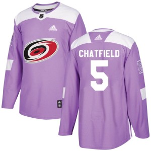 Jalen Chatfield Youth Adidas Carolina Hurricanes Authentic Purple Fights Cancer Practice Jersey
