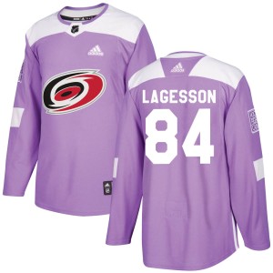 William Lagesson Youth Adidas Carolina Hurricanes Authentic Purple Fights Cancer Practice Jersey