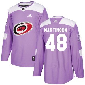 Jordan Martinook Youth Adidas Carolina Hurricanes Authentic Purple Fights Cancer Practice Jersey