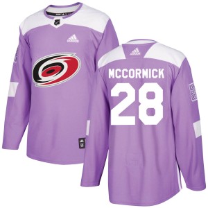Max McCormick Youth Adidas Carolina Hurricanes Authentic Purple ized Fights Cancer Practice Jersey