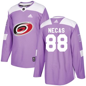 Martin Necas Youth Adidas Carolina Hurricanes Authentic Purple Fights Cancer Practice Jersey