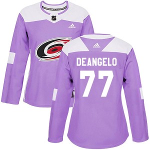 Tony DeAngelo Women's Adidas Carolina Hurricanes Authentic Purple Fights Cancer Practice Jersey