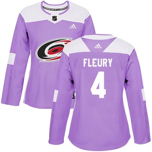 Haydn Fleury Women's Adidas Carolina Hurricanes Authentic Purple Fights Cancer Practice Jersey
