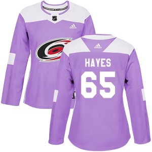 Zachary Hayes Women's Adidas Carolina Hurricanes Authentic Purple Fights Cancer Practice Jersey