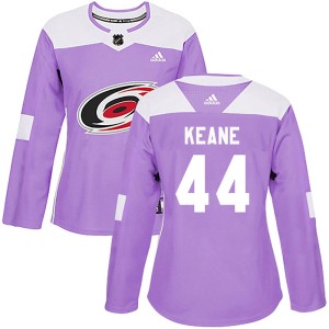 Joey Keane Women's Adidas Carolina Hurricanes Authentic Purple Fights Cancer Practice Jersey