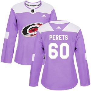 Yaniv Perets Women's Adidas Carolina Hurricanes Authentic Purple Fights Cancer Practice Jersey