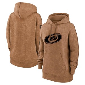 Women's Carolina Hurricanes Brown 2023 Salute to Service Pullover Hoodie