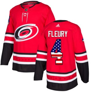Haydn Fleury Men's Adidas Carolina Hurricanes Authentic Red USA Flag Fashion Jersey