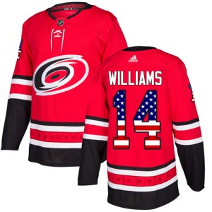 Justin Williams Men's Adidas Carolina Hurricanes Authentic Red USA Flag Fashion Jersey