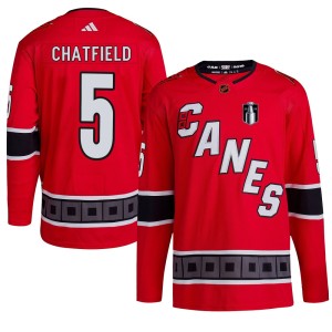 Jalen Chatfield Men's Adidas Carolina Hurricanes Authentic Red Reverse Retro 2.0 2026 Stanley Cup Final Jersey