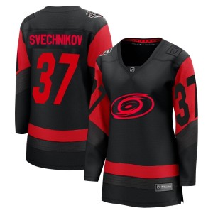 Andrei Svechnikov Women's Fanatics Branded Carolina Hurricanes Breakaway Black 2023 Stadium Series Jersey