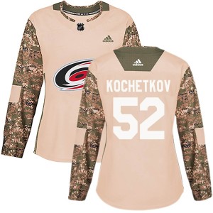 Pyotr Kochetkov Women's Adidas Carolina Hurricanes Authentic Camo Veterans Day Practice Jersey