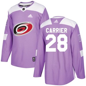 William Carrier Men's Adidas Carolina Hurricanes Authentic Purple Fights Cancer Practice Jersey