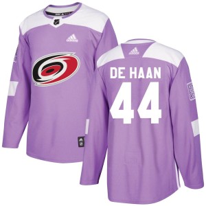 Calvin de Haan Men's Adidas Carolina Hurricanes Authentic Purple Fights Cancer Practice Jersey