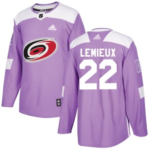 Brendan Lemieux Men's Adidas Carolina Hurricanes Authentic Purple Fights Cancer Practice Jersey