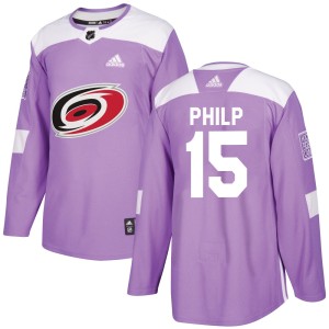 Noah Philp Men's Adidas Carolina Hurricanes Authentic Purple Fights Cancer Practice Jersey