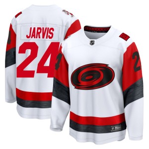 Seth Jarvis Youth Fanatics Carolina Hurricanes Breakaway White Away 2025 Jersey