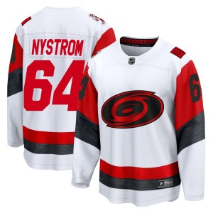 Joel Nystrom Youth Fanatics Carolina Hurricanes Breakaway White Away 2025 Jersey