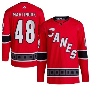 Jordan Martinook Men's Adidas Carolina Hurricanes Authentic Red Reverse Retro 2.0 Jersey