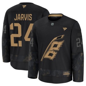 Seth Jarvis Men's Fanatics Carolina Hurricanes Premium Black 2024 Military Appreciation Practice Jersey