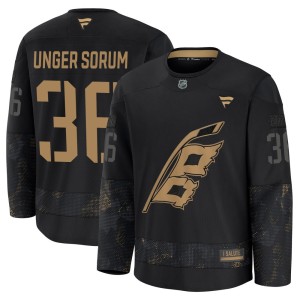 Felix Unger Sorum Men's Fanatics Carolina Hurricanes Premium Black 2024 Military Appreciation Practice Jersey