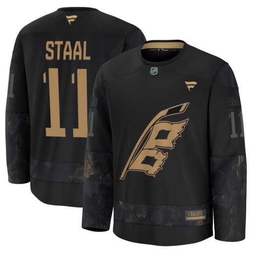 Jordan Staal Men's Fanatics Carolina Hurricanes Premium Black 2024 Military Appreciation Practice Jersey