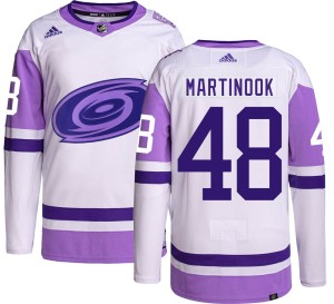 Jordan Martinook Men's Adidas Carolina Hurricanes Authentic Hockey Fights Cancer Jersey